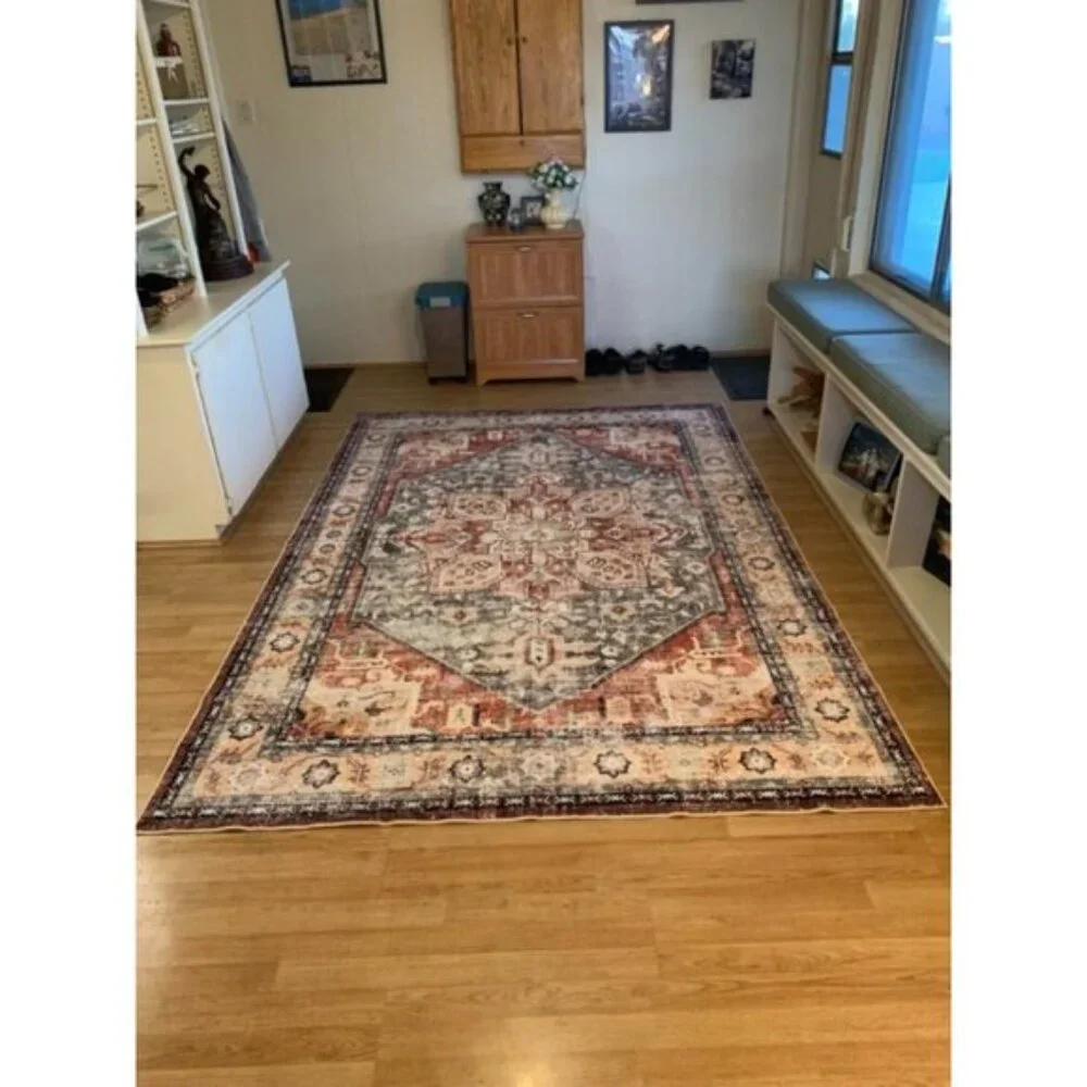 New 6'x9' Vintage Area Rug, Washable Non-Slip Carpet for Home & Living Room